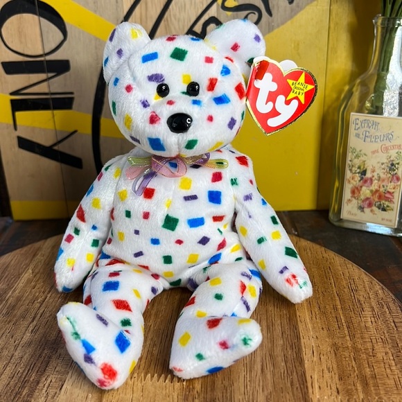 Ty K2 Beanie baby Celebration Confetti Themed Bear - Picture 3 of 9